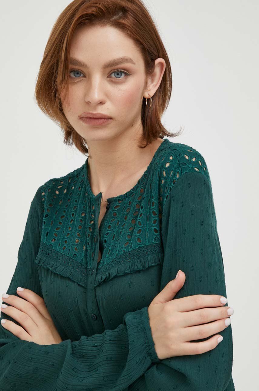 Pepe Jeans camasa ISABEL femei, culoarea verde, regular
