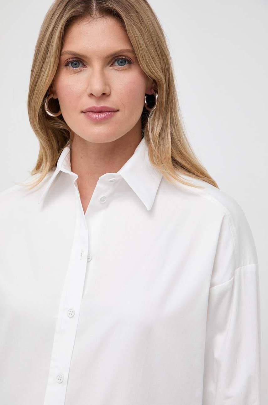 Max Mara Leisure camasa din bumbac femei, culoarea alb, cu guler clasic, relaxed answear.ro answear.ro