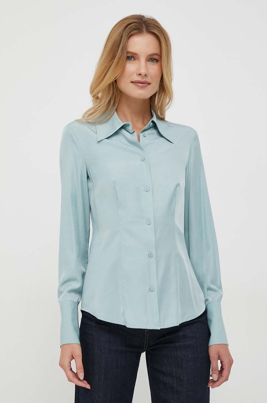 Košile Sisley dámská, regular, s klasickým límcem - modrá - 55 % Viskóza