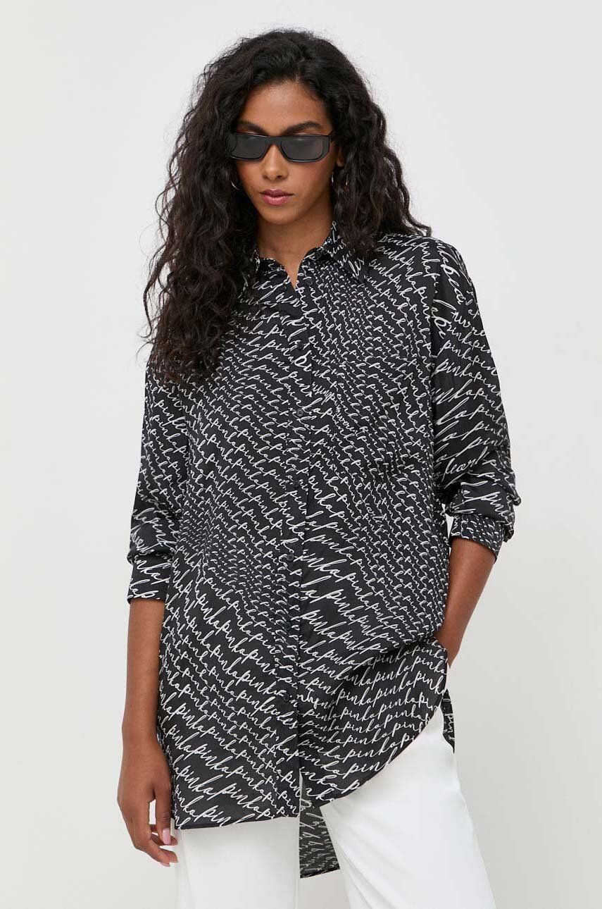 E-shop Košile Pinko dámská, černá barva, relaxed, s klasickým límcem