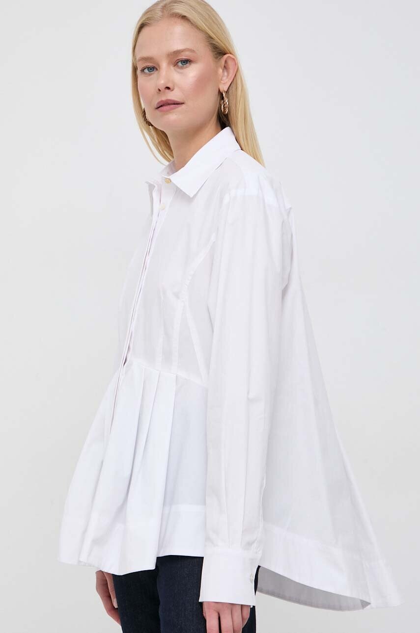 

Хлопковая рубашка Pinko женская цвет белый relaxed классический воротник