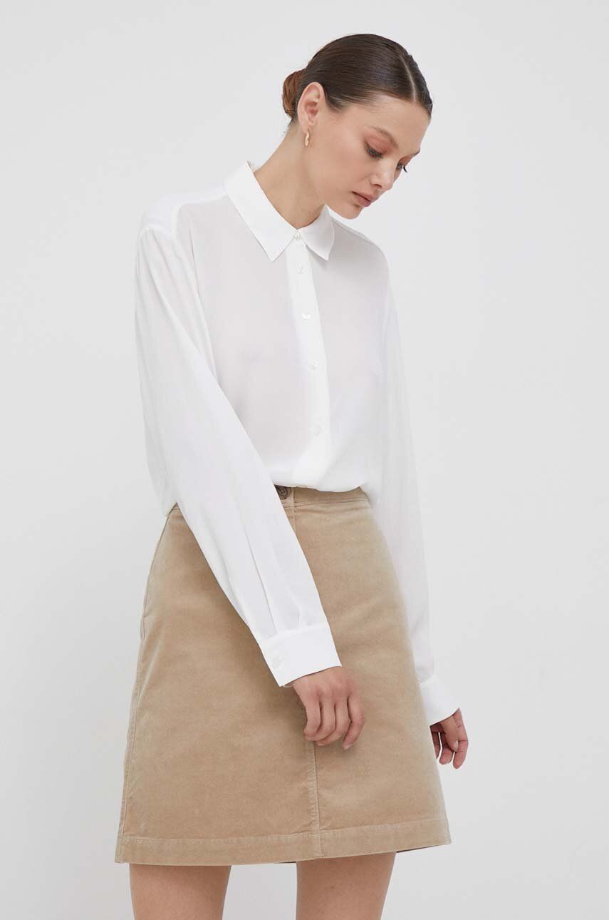 Levně Košile Tommy Hilfiger dámská, bílá barva, relaxed, s klasickým límcem