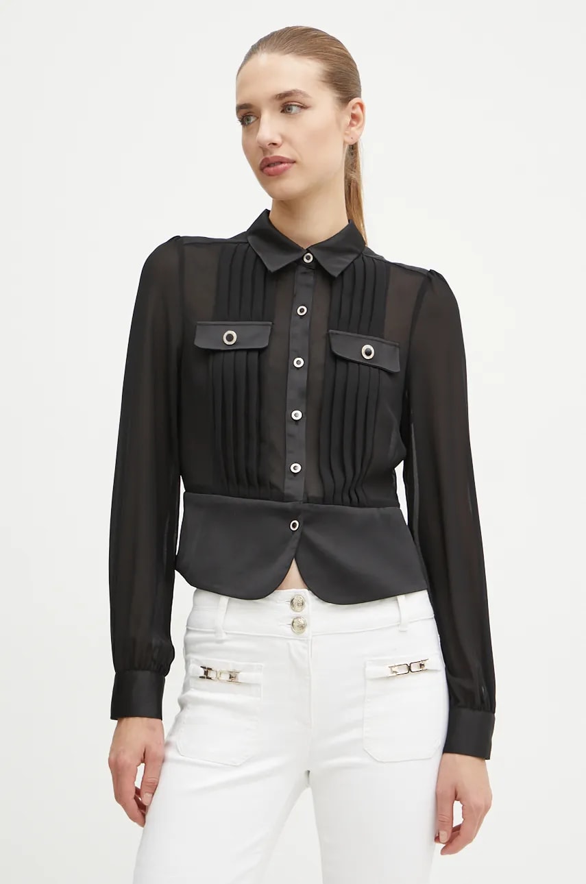 Morgan camasa femei, culoarea negru, cu guler clasic, regular Morgan camasa femei, culoarea negru, cu guler clasic, regular