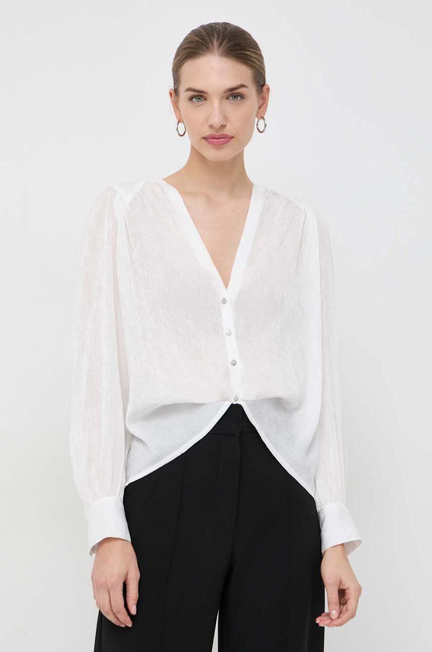 Košile Morgan dámská, bílá barva, relaxed, s klasickým límcem - bílá - 100 % Polyester