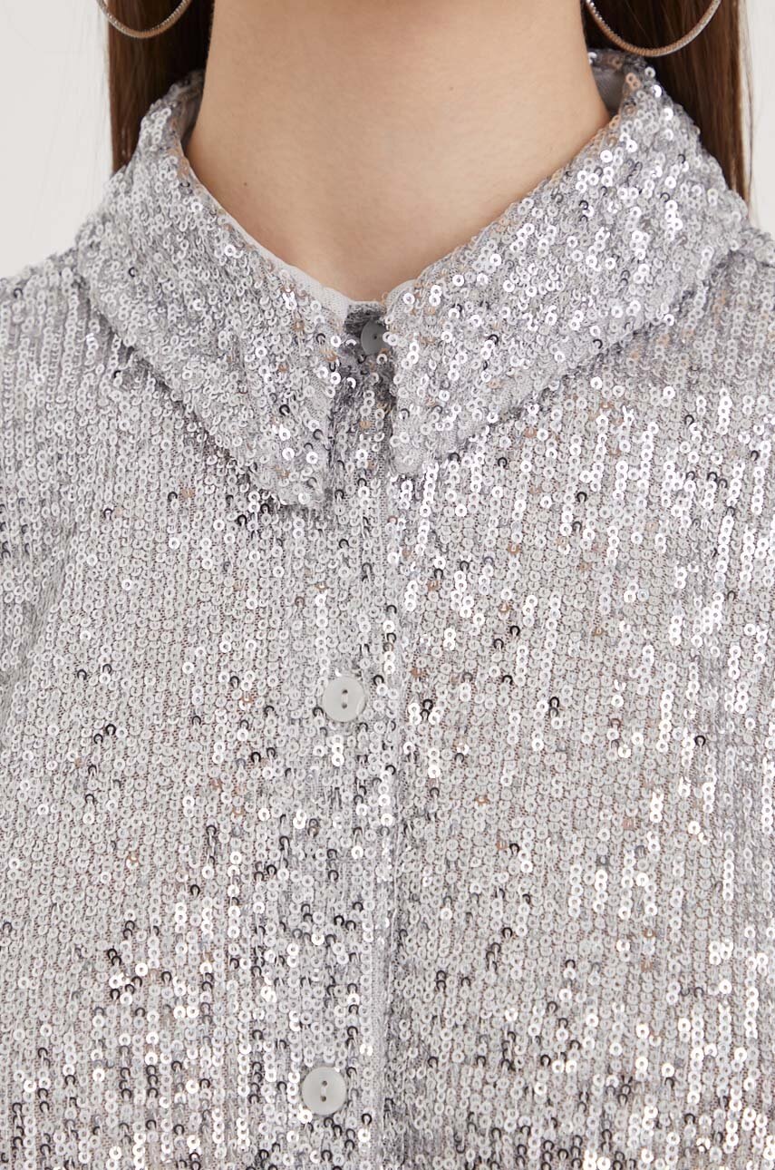 Πουκάμισο Abercrombie & Fitch χρώμα: ασημί φωτογραφία