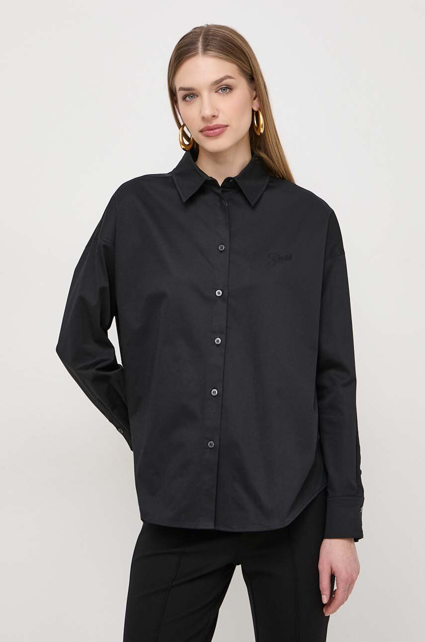 Levně Košile Guess NICLA dámská, černá barva, relaxed, s klasickým límcem, W4RH51 WD2M1