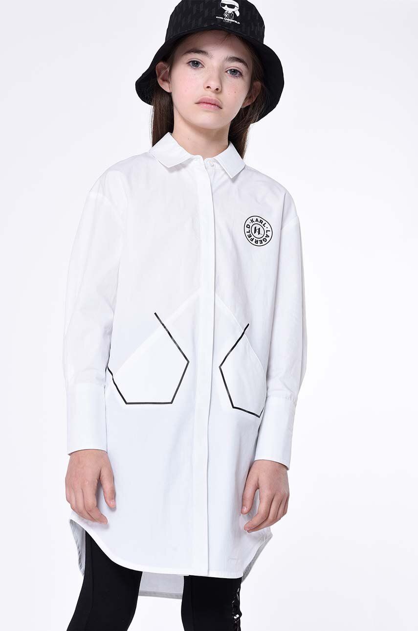 Karl Lagerfeld Camasa De Bumbac Pentru Copii Culoarea Alb