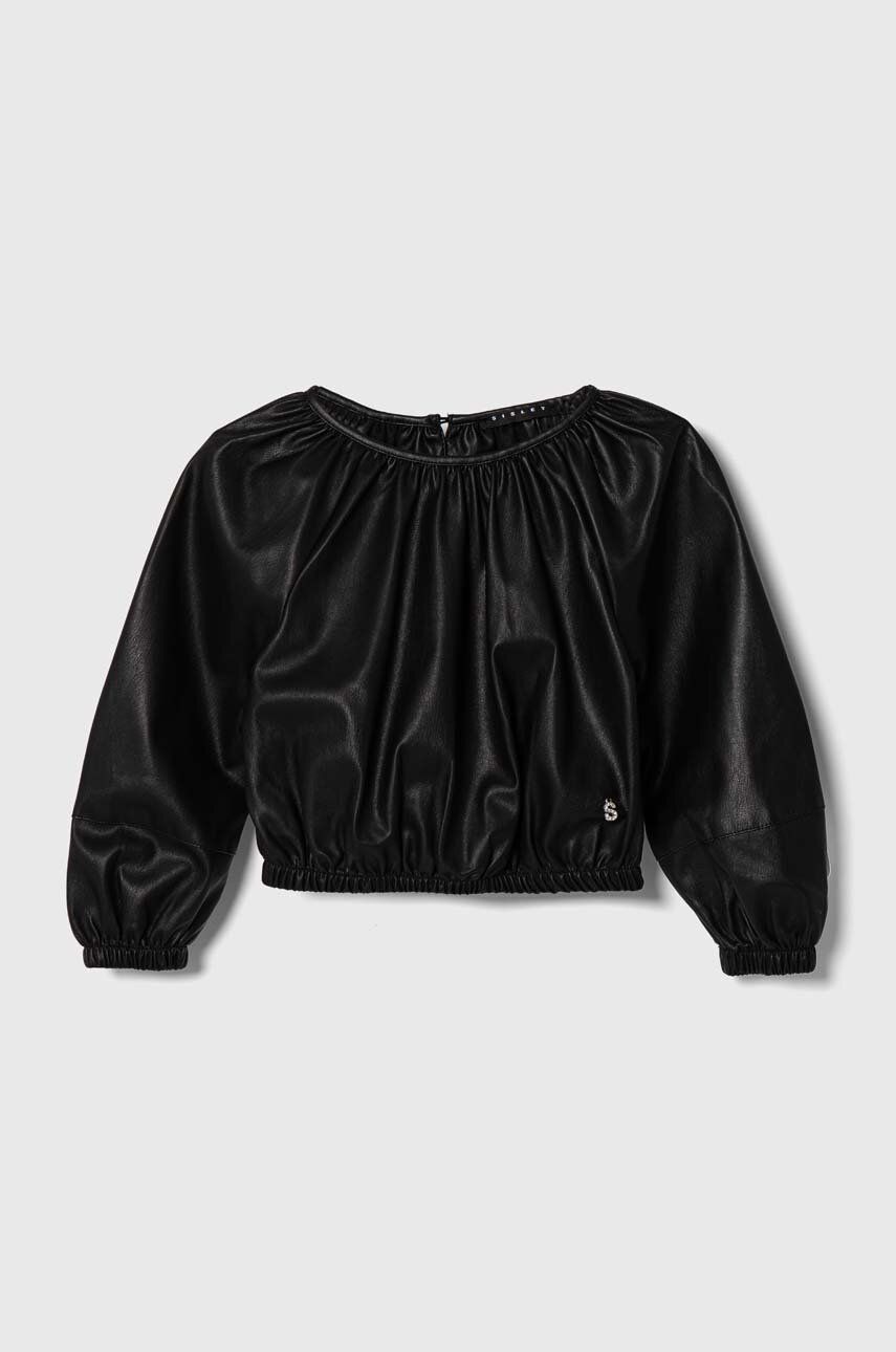 Dětská halenka Sisley černá barva - černá - Hlavní materiál: 100 % Polyester Pokrytí: Polyureta