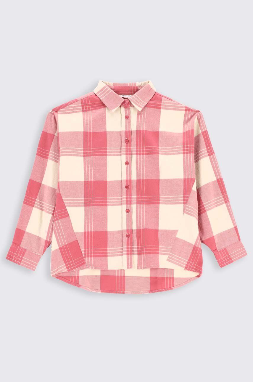 Levně Dětská bavlněná košile Coccodrillo růžová barva