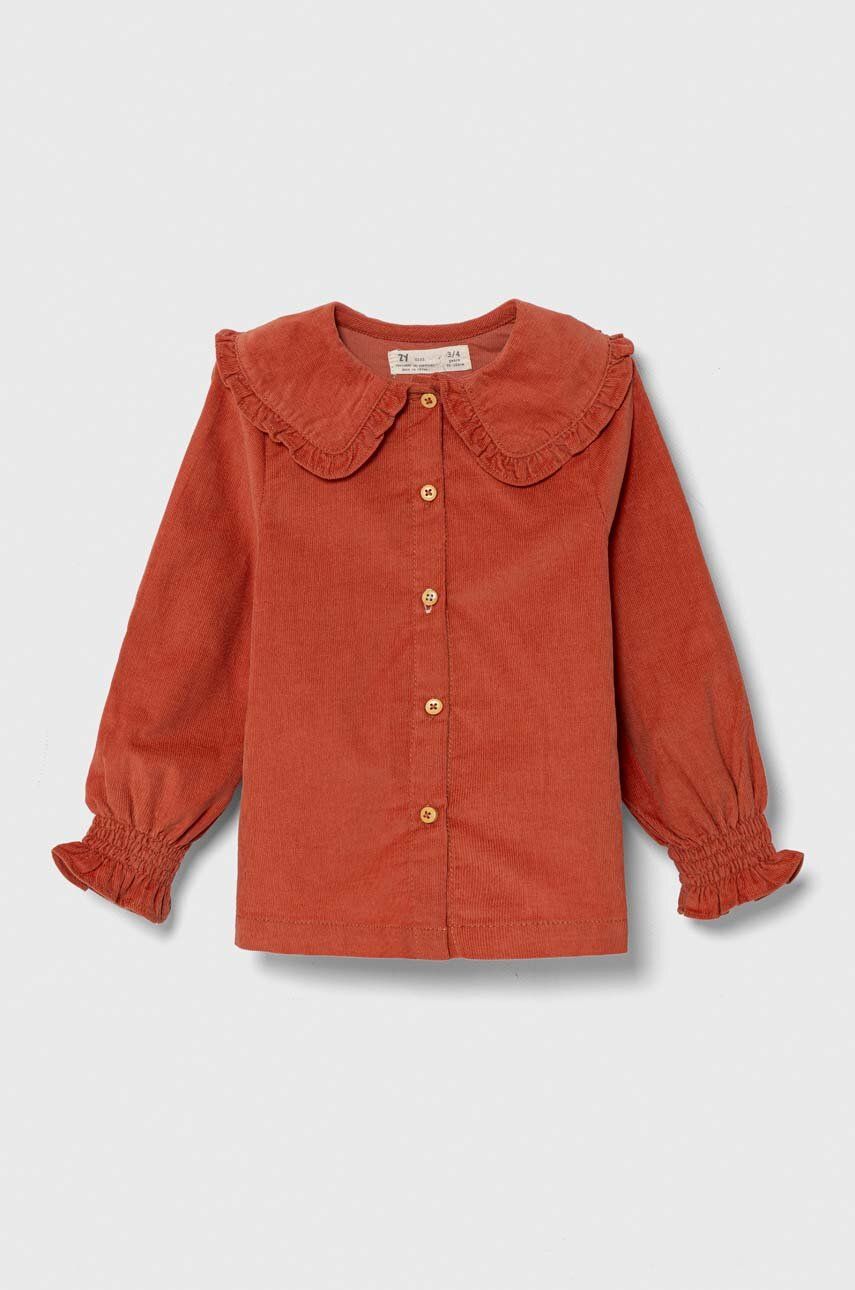 E-shop Dětská bavlněná košile zippy oranžová barva