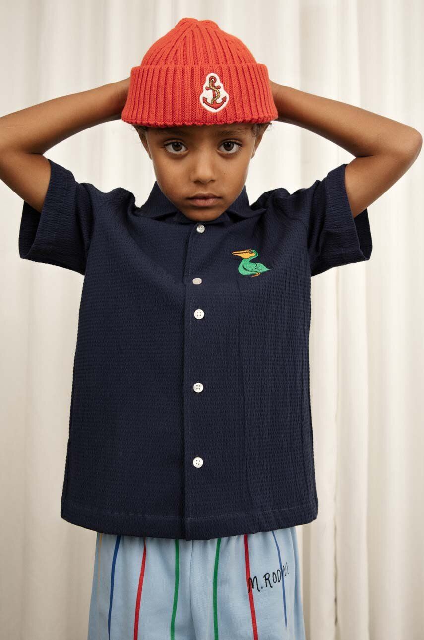 E-shop Dětská bavlněná košile Mini Rodini tmavomodrá barva