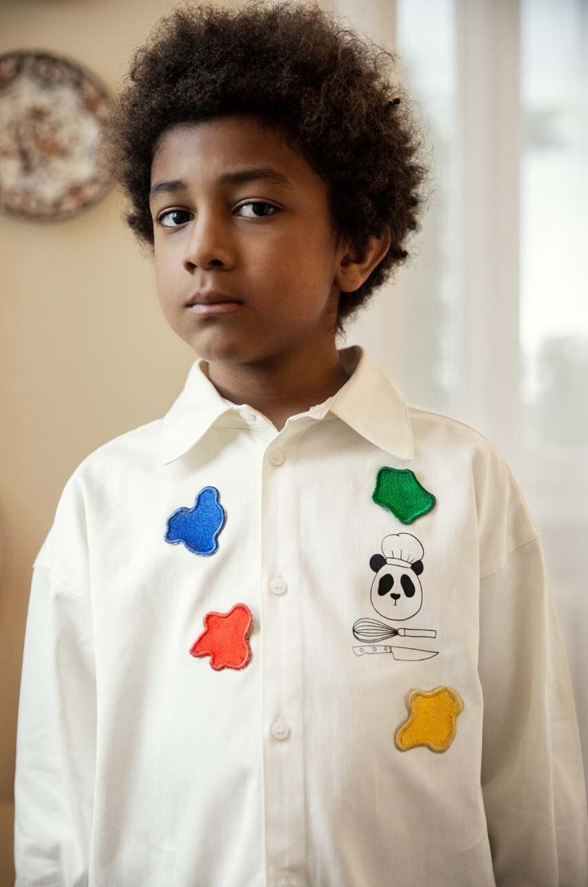 Dětská bavlněná košile Mini Rodini bílá barva - bílá - 100 % Organická bavlna