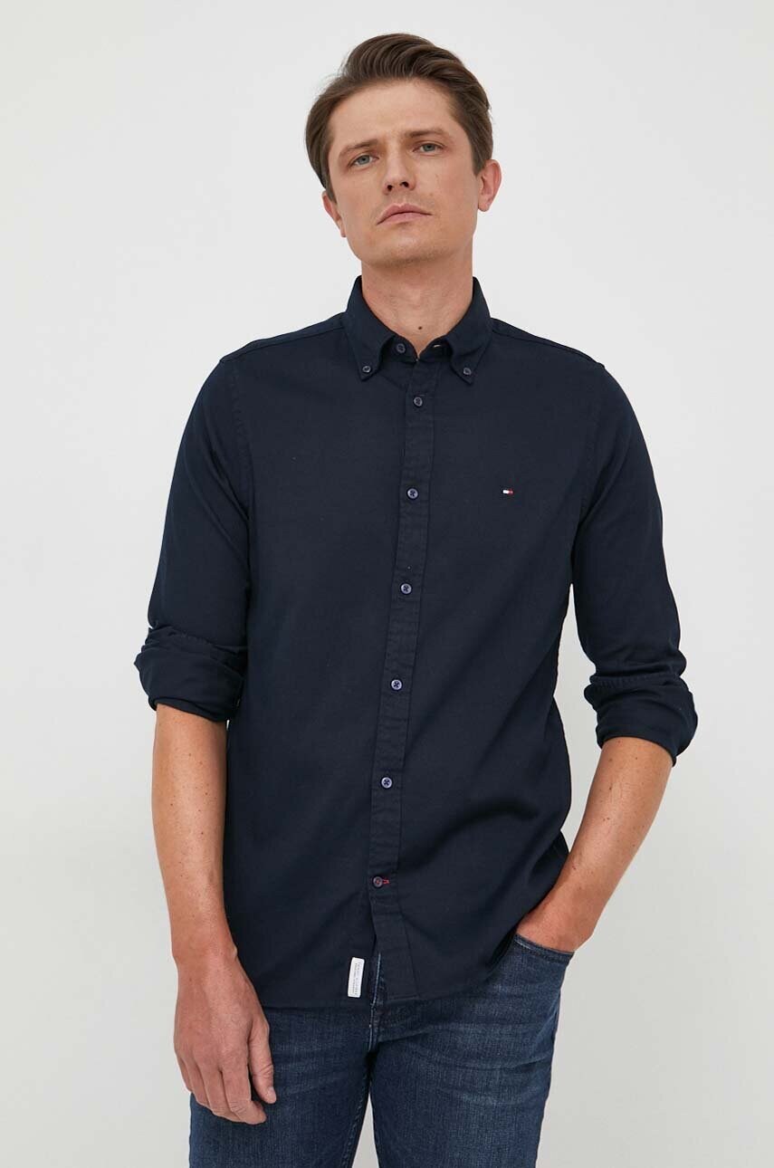 

Рубашка Tommy Hilfiger мужская цвет синий slim воротник button-down