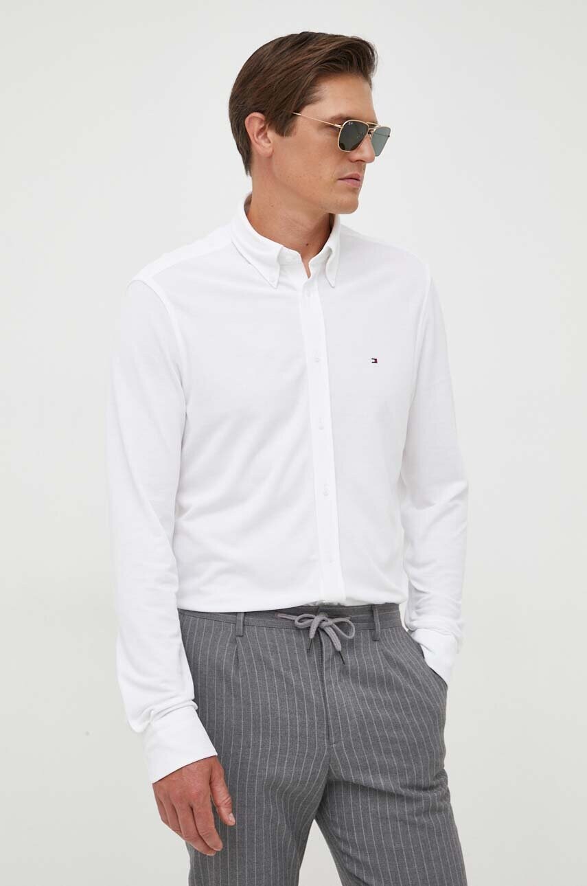 

Сорочка Tommy Hilfiger чоловіча колір білий slim комір button-down