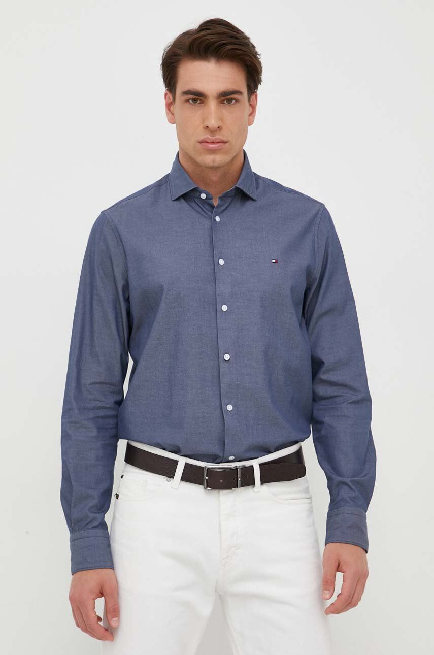 Levně Košile Tommy Hilfiger tmavomodrá barva, regular, s klasickým límcem
