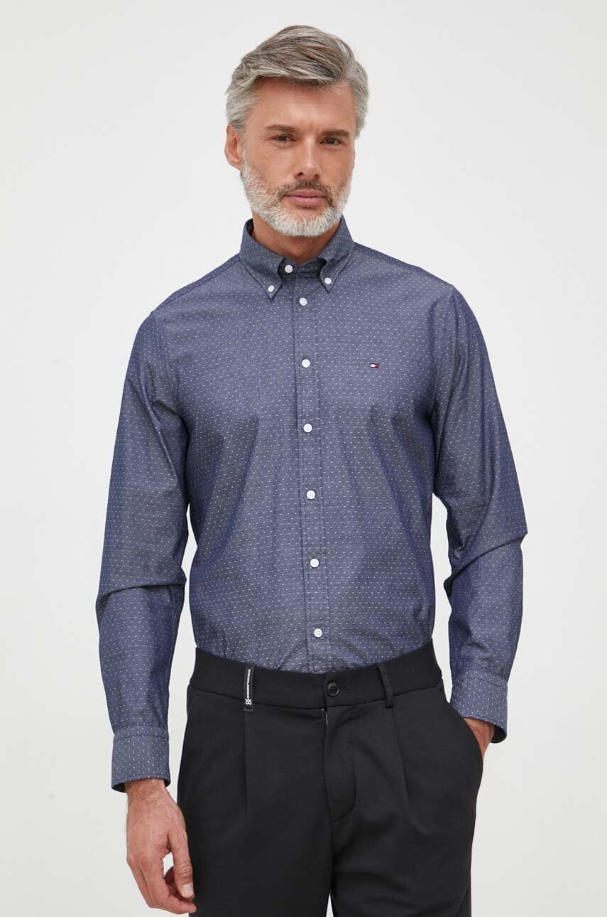 

Бавовняна сорочка Tommy Hilfiger чоловіча колір синій slim комір button-down
