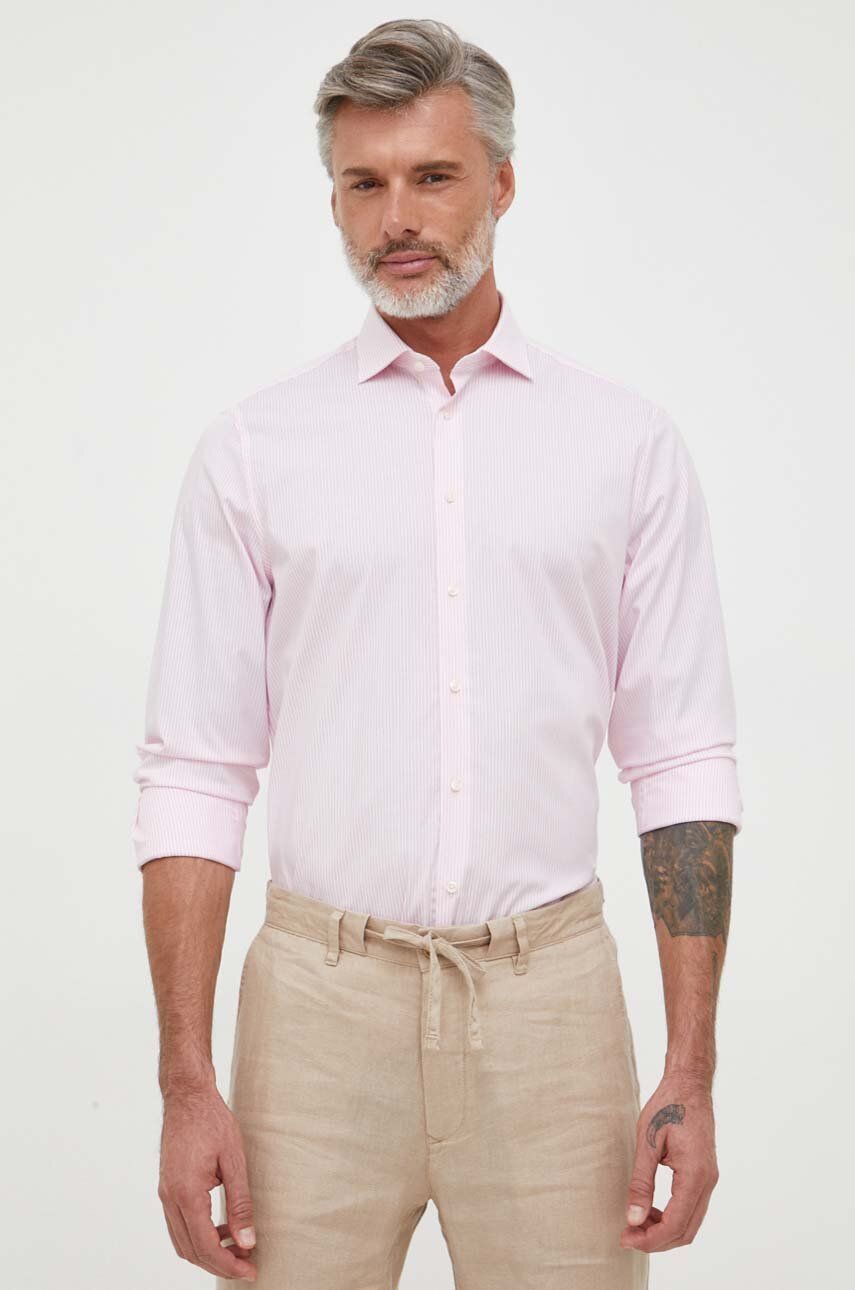 Levně Košile Tommy Hilfiger pánská, růžová barva, slim, s italským límcem
