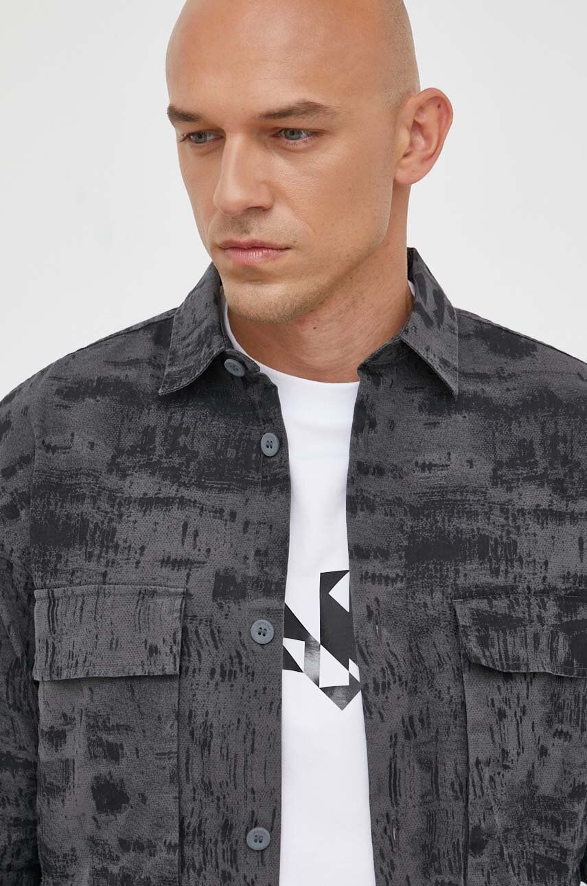 Košile Calvin Klein pánská, černá barva, regular, s klasickým límcem - černá -  71 % Bavlna