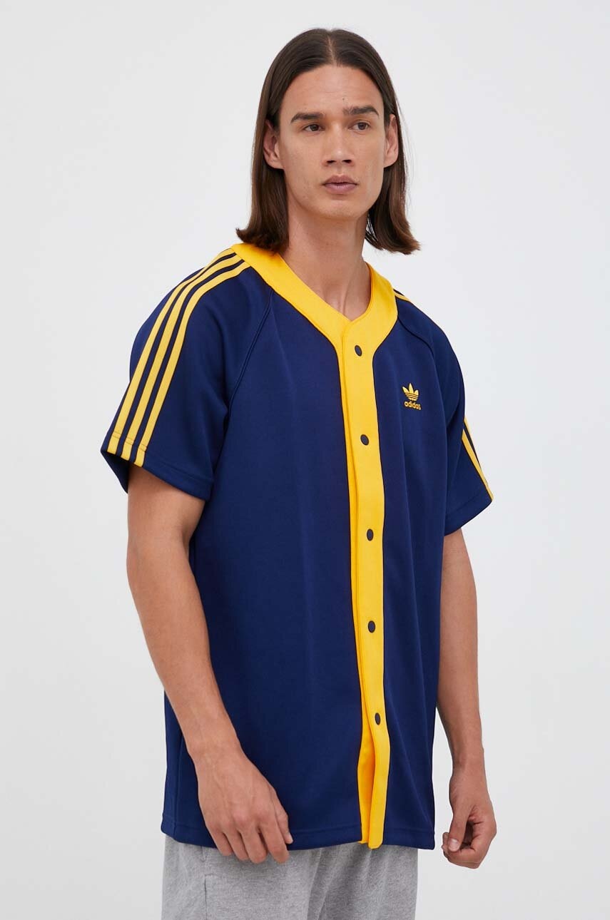 Levně Košile adidas Originals tmavomodrá barva, relaxed