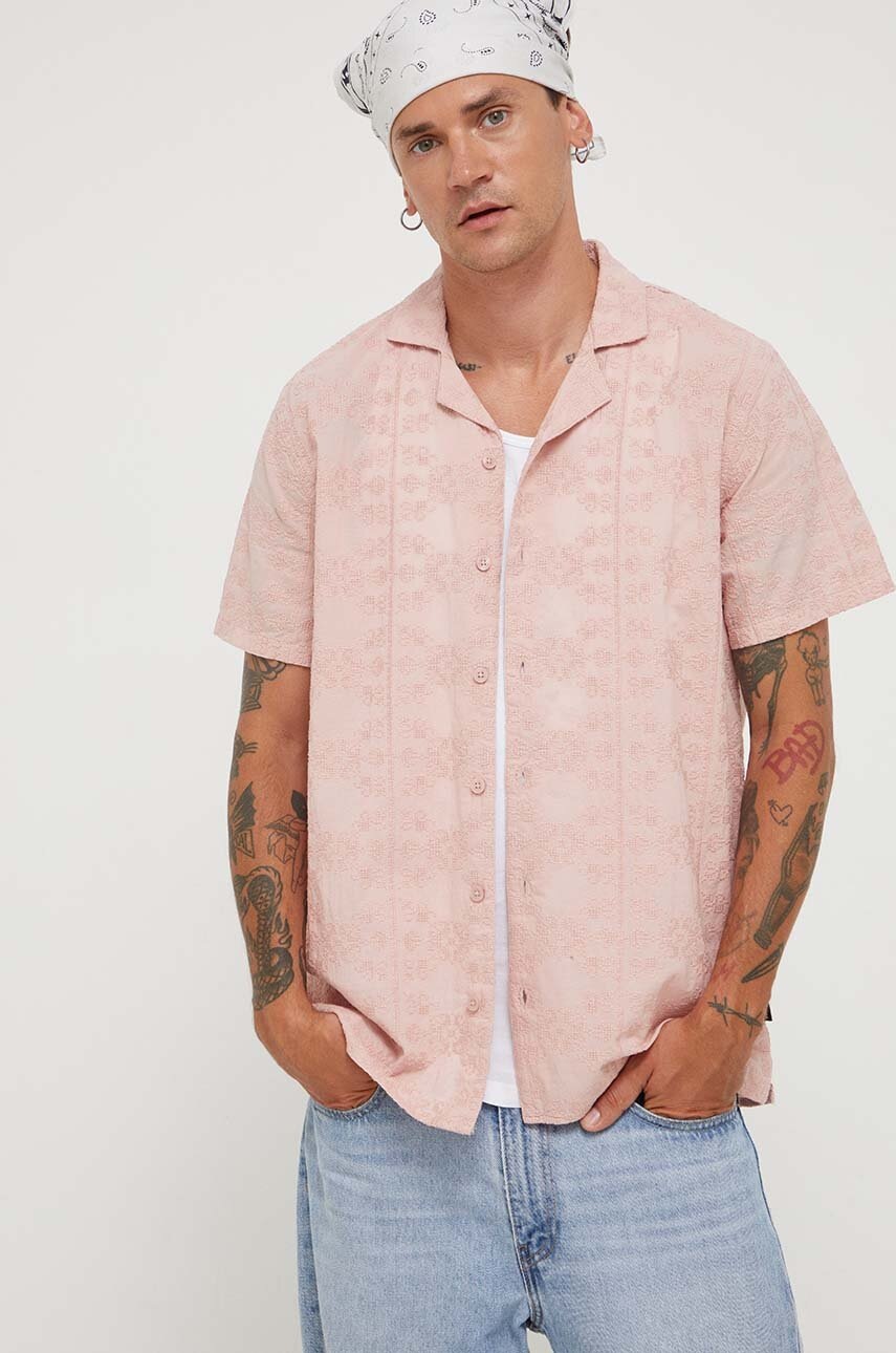 Levně Košile Hollister Co. růžová barva, regular