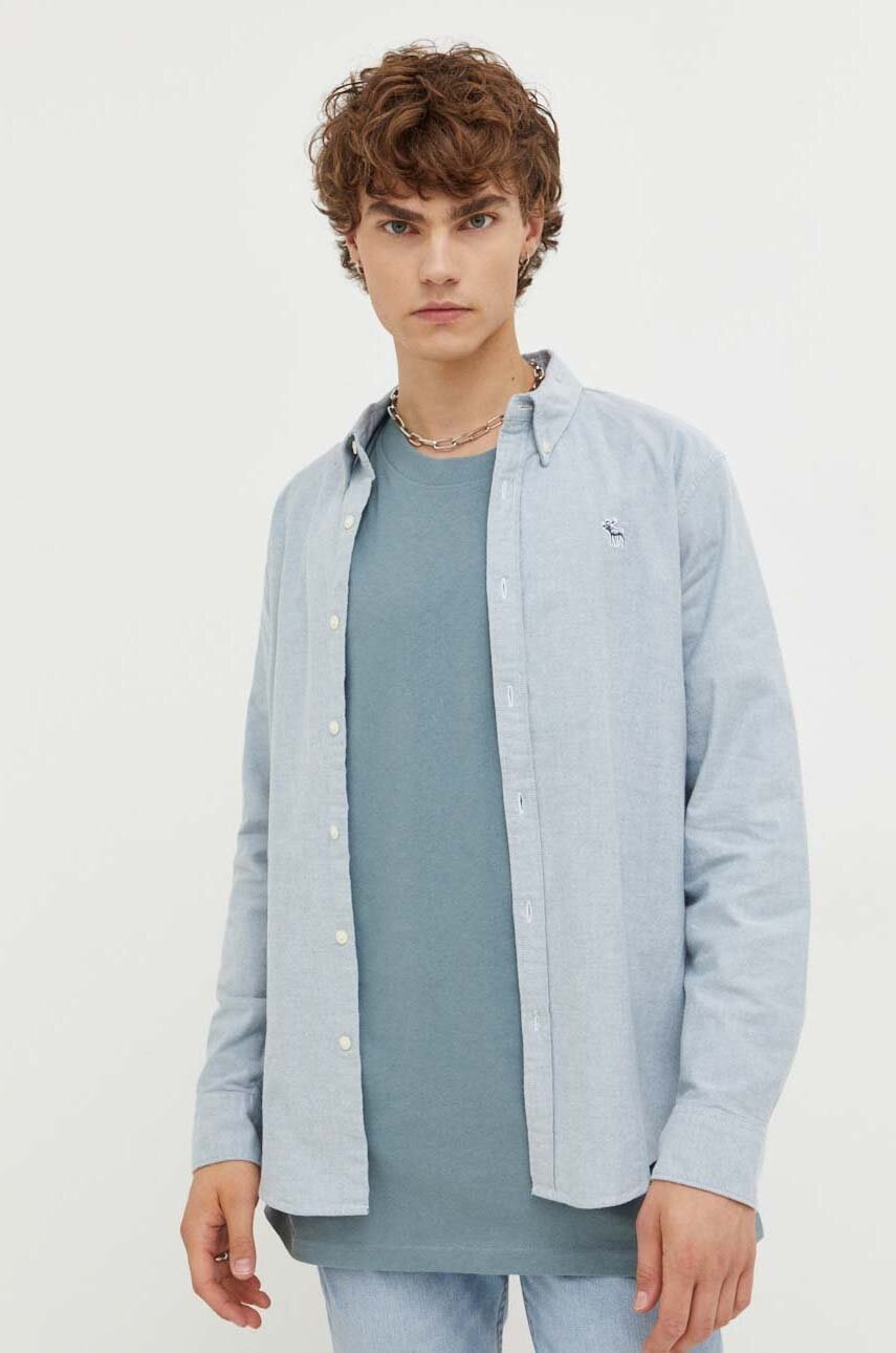

Риза Abercrombie & Fitch мъжка в зелено със стандартна кройка с яка с копче, Зелен