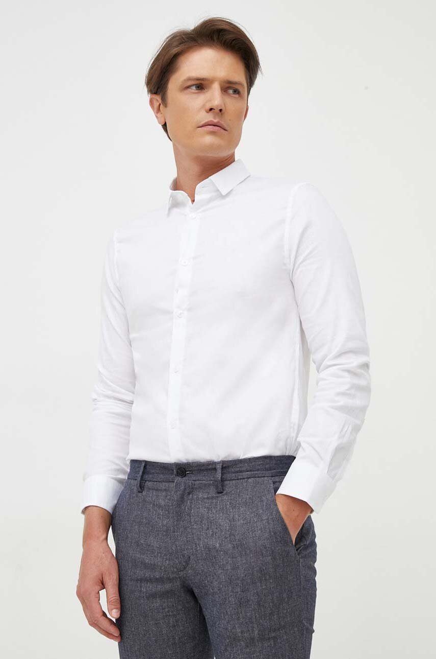 

Бавовняна сорочка Armani Exchange чоловіча колір білий slim класичний комір