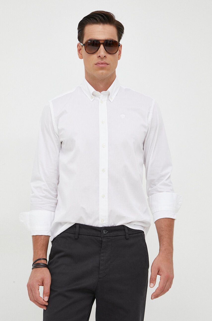 Košile North Sails pánská, bílá barva, regular, s límečkem button-down - bílá - 97 % Bavlna