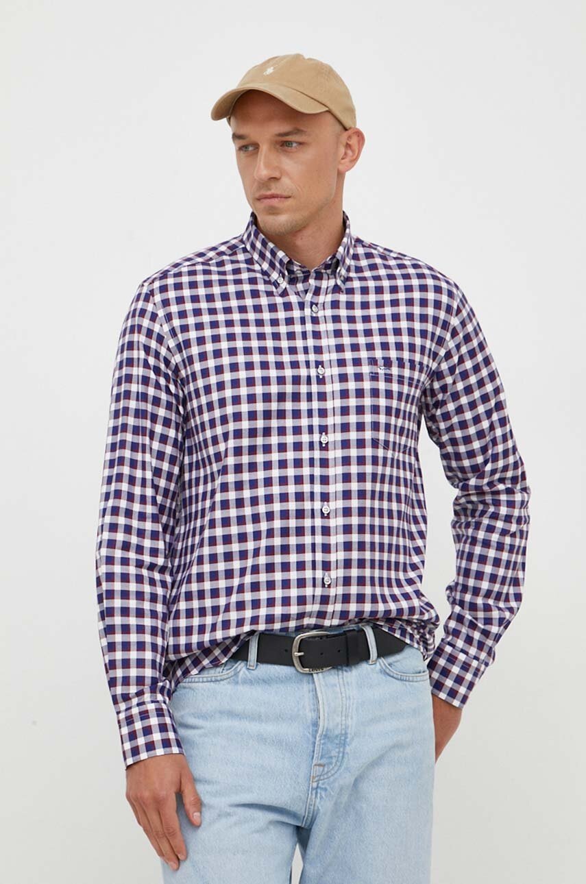 

Хлопковая рубашка Paul&Shark мужская цвет синий regular воротник button-down