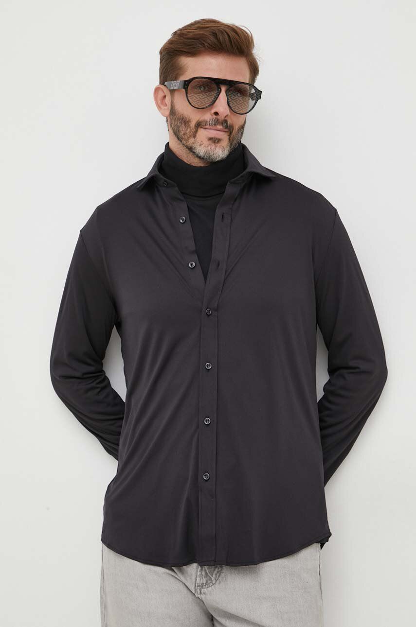 E-shop Košile Paul&Shark pánská, černá barva, regular, s klasickým límcem