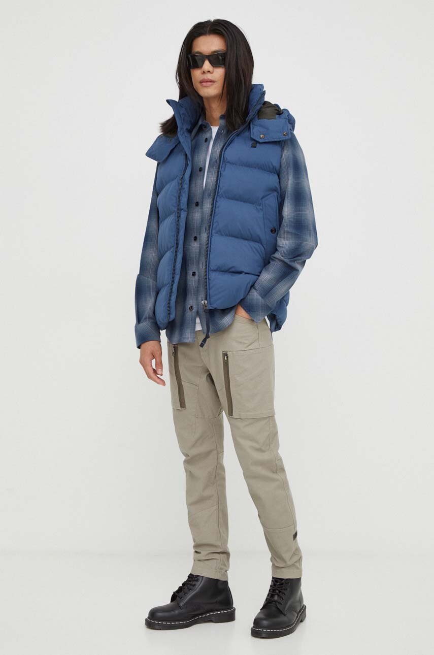 Βαμβακερό πουκάμισο G-Star ανδρικό, χρώμα: ναυτικό μπλε φωτογραφία