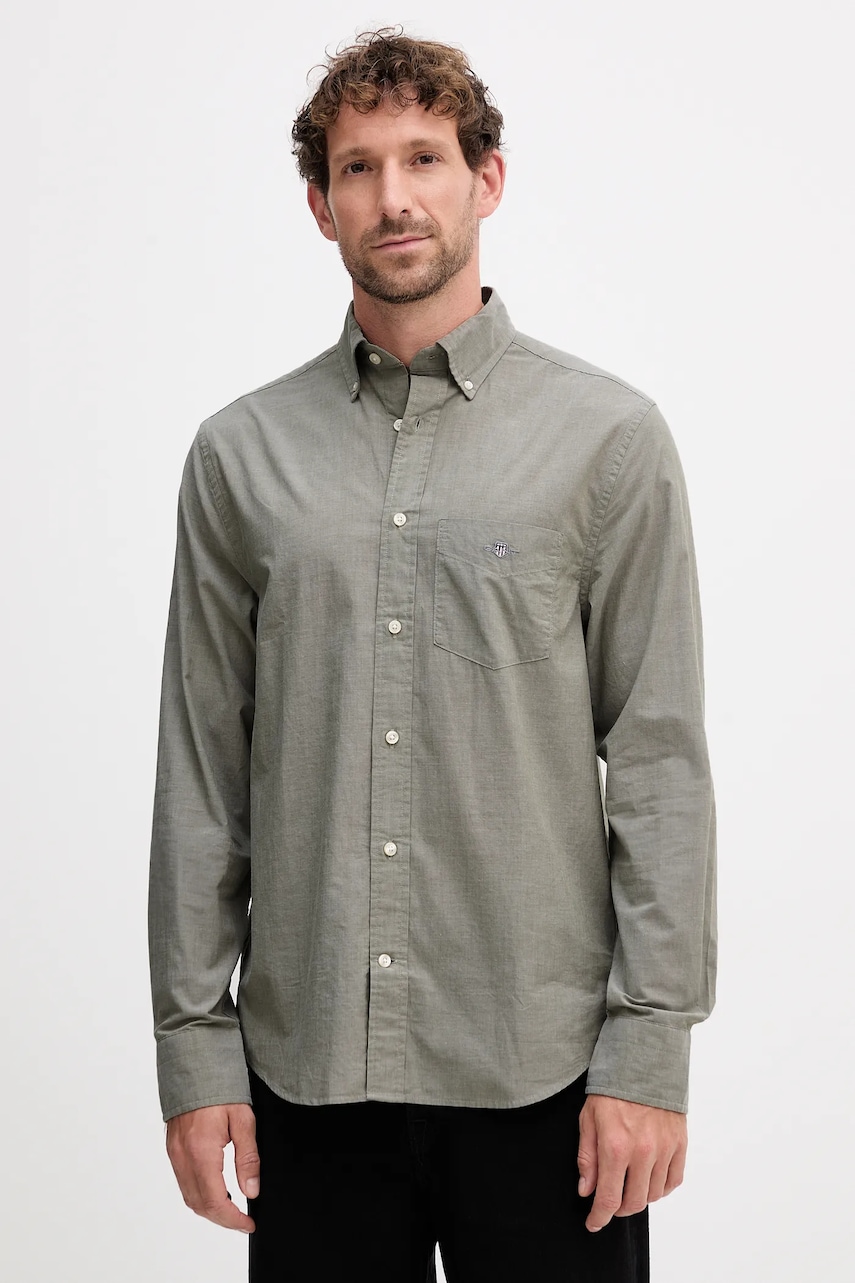 Gant camasa din bumbac culoarea roz, cu guler button-down, regular