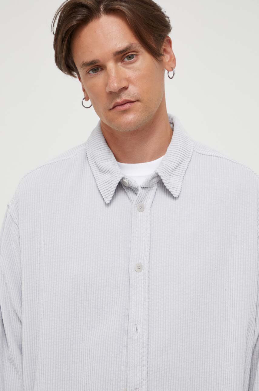 E-shop Manšestrová košile American Vintage šedá barva, relaxed, s klasickým límcem