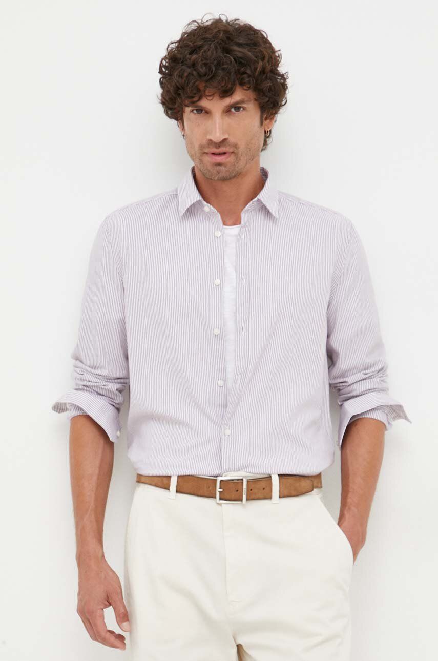 Košile Sisley fialová barva, regular, s klasickým límcem - fialová -  100 % Bavlna