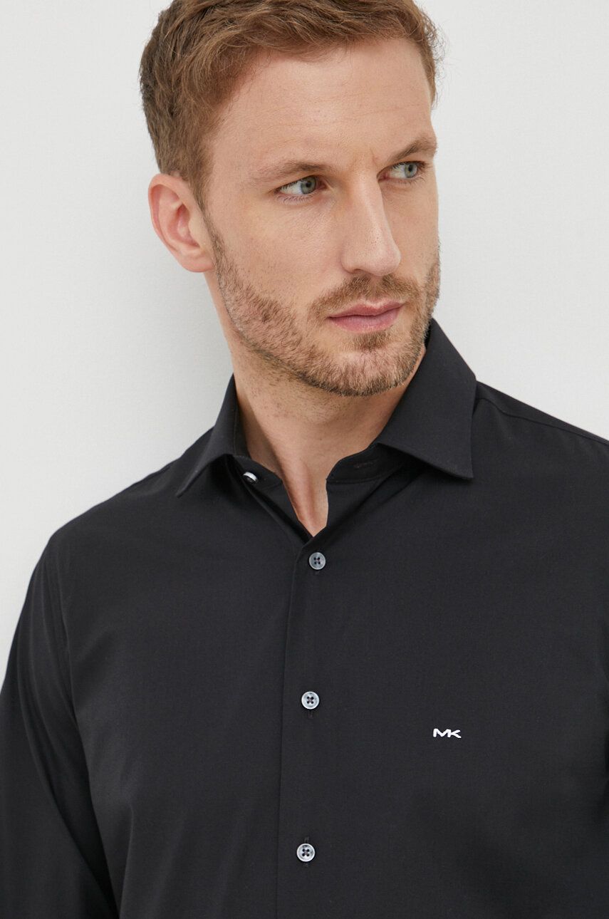 Košile Michael Kors pánská, černá barva, slim, s italským límcem - černá - 98 % Bavlna