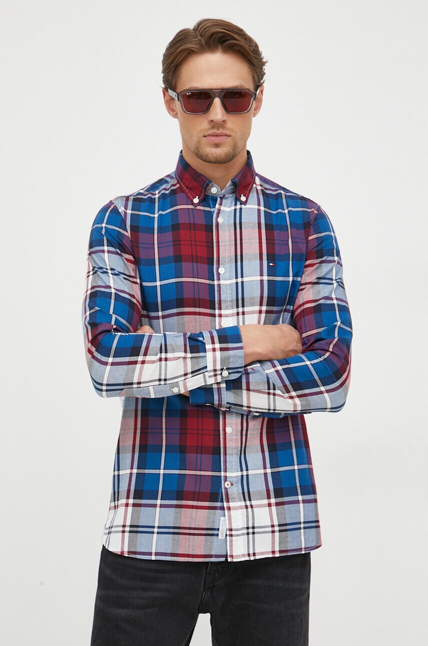 

Хлопковая рубашка Tommy Hilfiger мужская slim воротник button-down