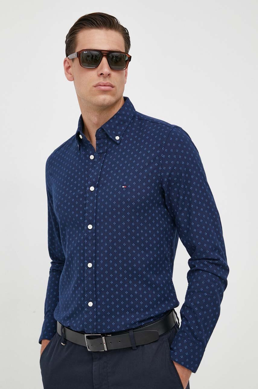 

Рубашка Tommy Hilfiger мужская цвет синий slim воротник button-down