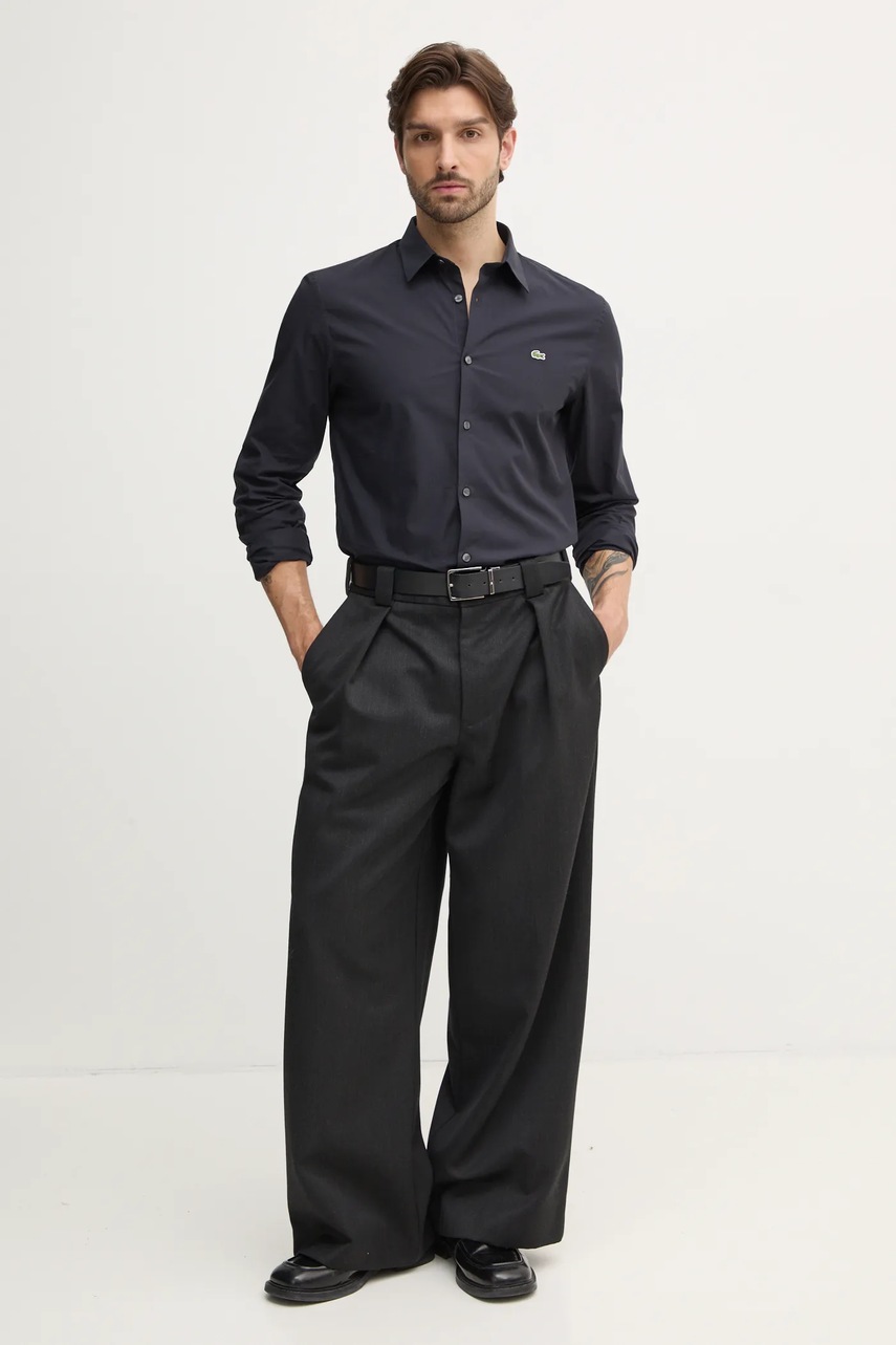 Бавовняна сорочка Lacoste чоловіча колір білий slim класичний комір CH5620 