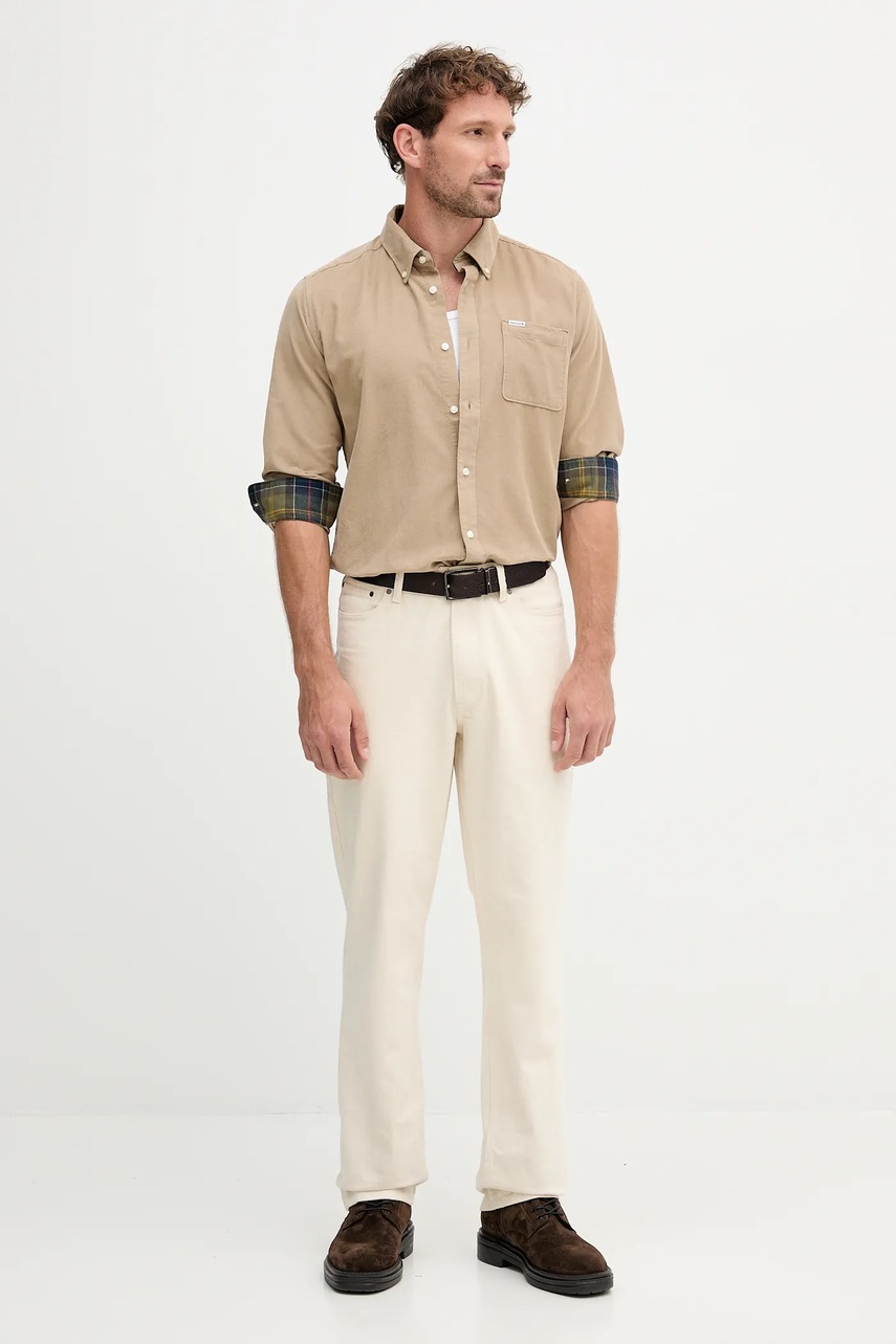 Хлопковая рубашка Barbour RAMSEY цвет чёрный regular воротник button-down MSH5001