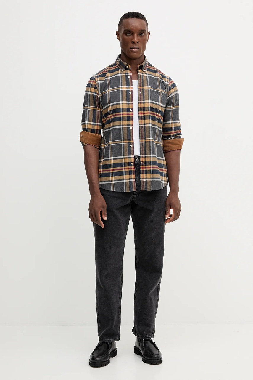 Хлопковая рубашка Barbour цвет синий slim воротник button-down