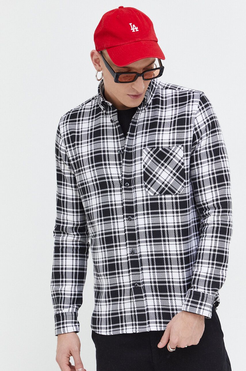 E-shop Košile HUGO černá barva, regular, s límečkem button-down