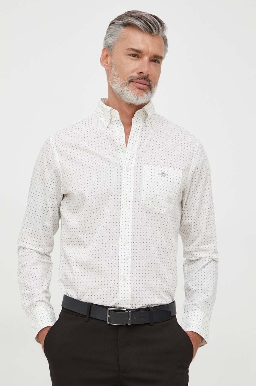 Bavlněná košile Gant béžová barva, regular, s límečkem button-down - béžová - 100 % Bavlna