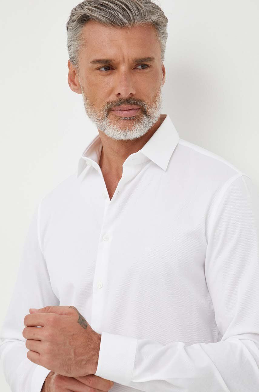 Levně Košile Calvin Klein pánská, bílá barva, slim, s klasickým límcem