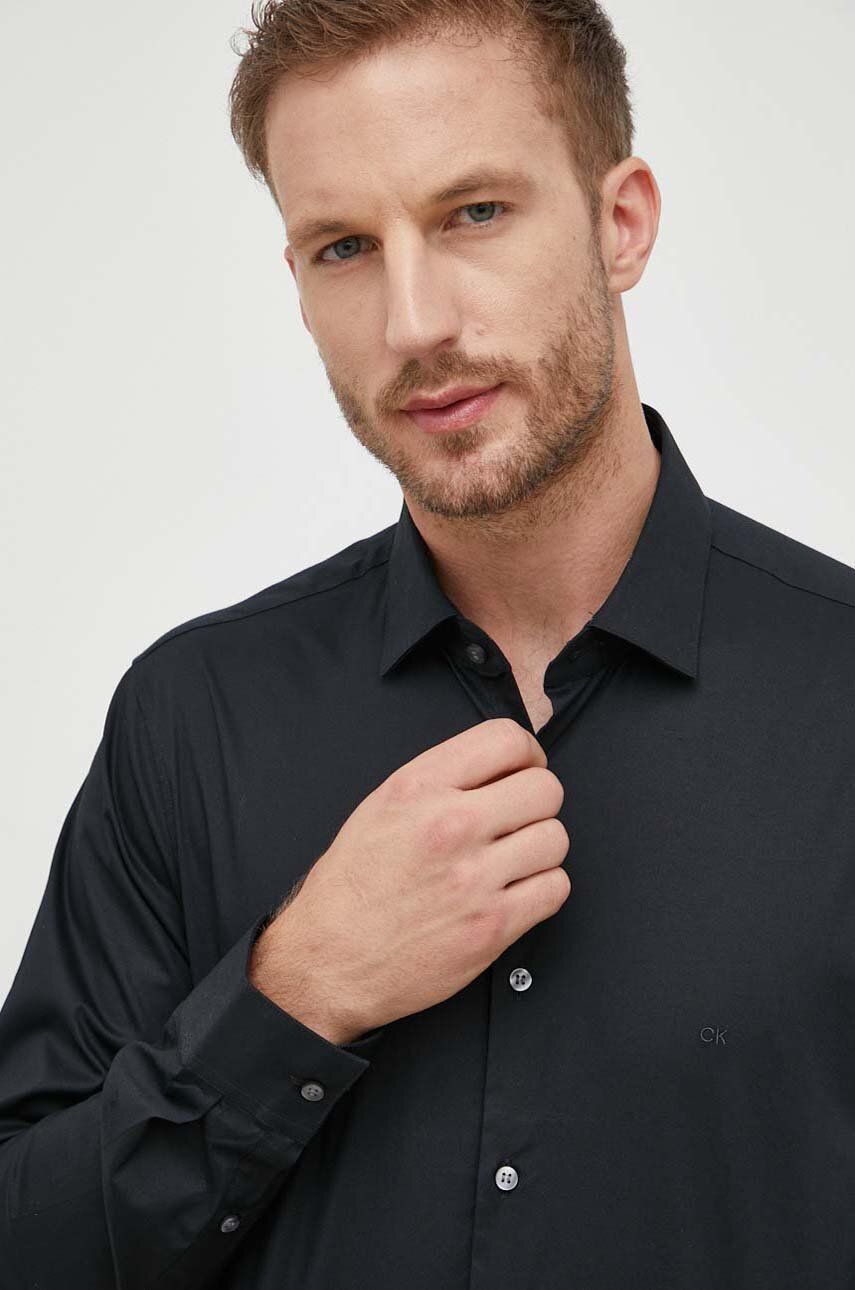 Πουκάμισο Calvin Klein χρώμα: μαύρο