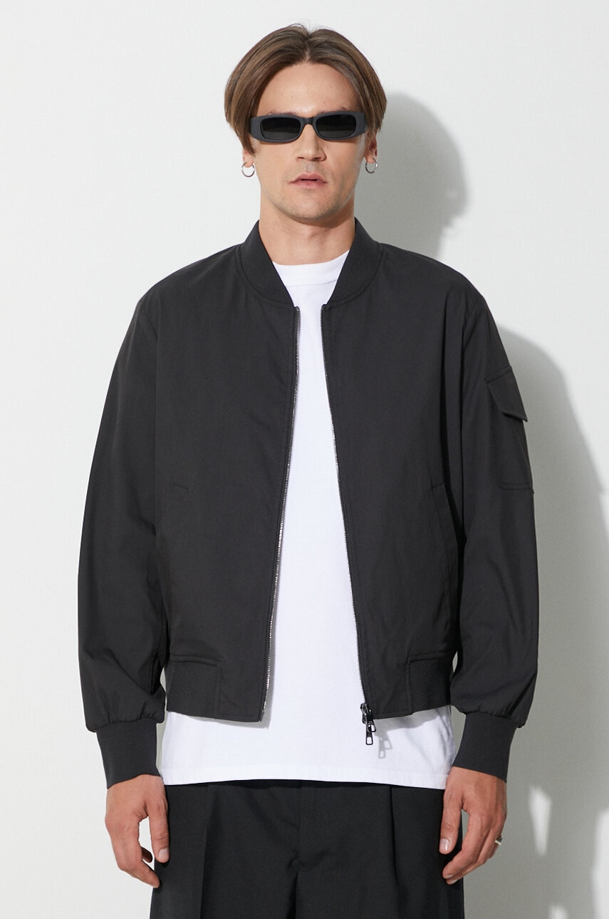 Neil Barett geacă bomber SKINNY BOMBER SHIRT bărbați, culoarea negru, de tranziție, PBCS002.V014.01