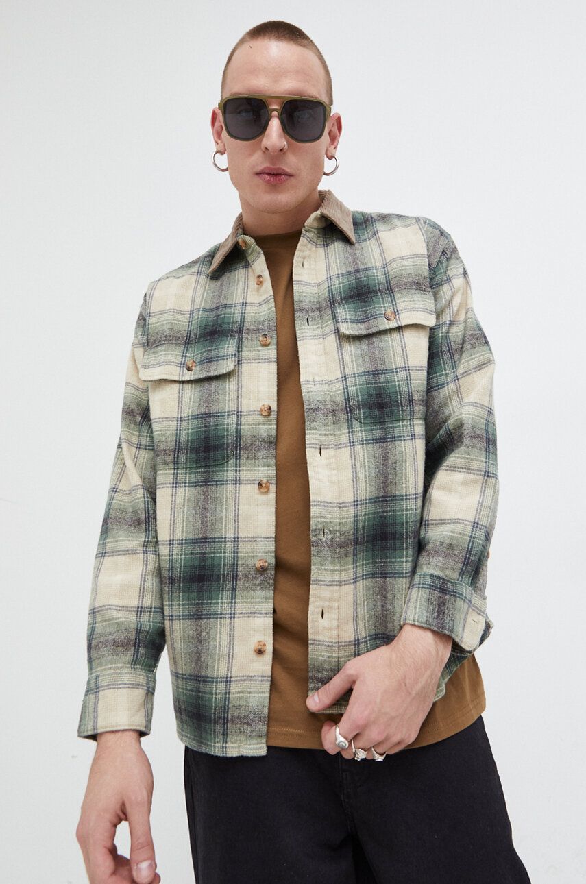 E-shop Košile Abercrombie & Fitch béžová barva, relaxed, s klasickým límcem