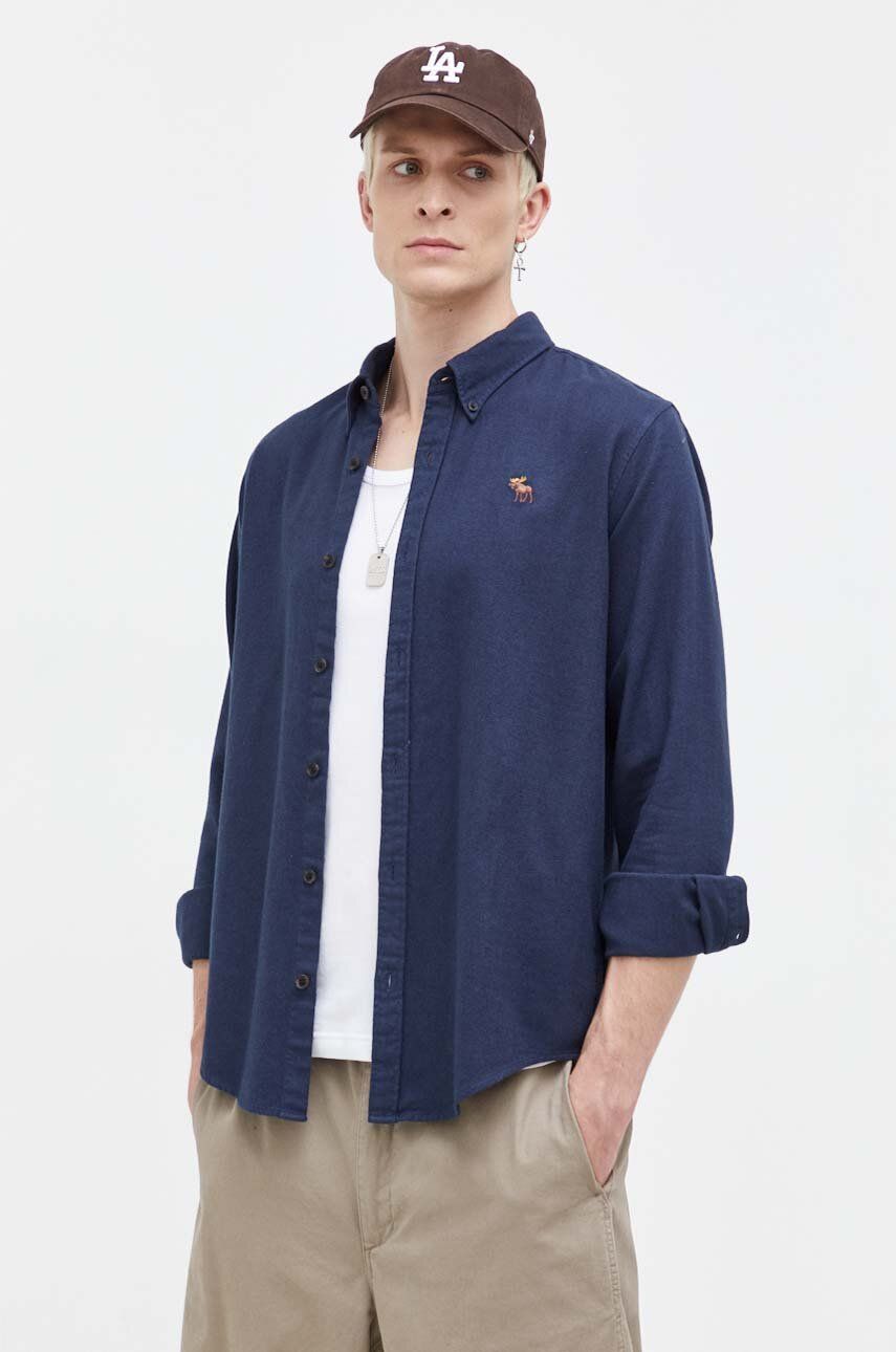 Levně Košile Abercrombie & Fitch tmavomodrá barva, regular, s límečkem button-down