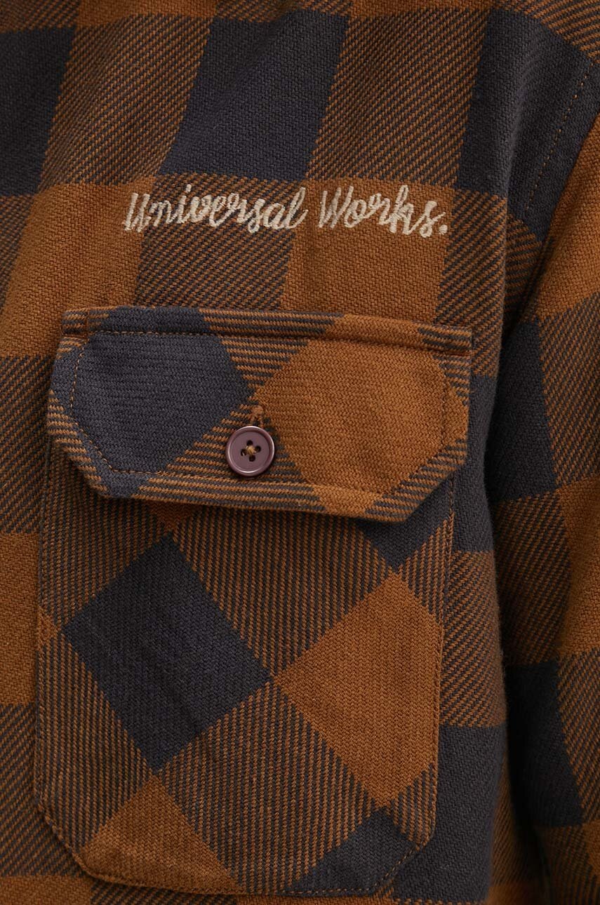 Βαμβακερό πουκάμισο Universal Works L/S Utility Shirt ανδρικό, χρώμα: καφέ, 29177 φωτογραφία