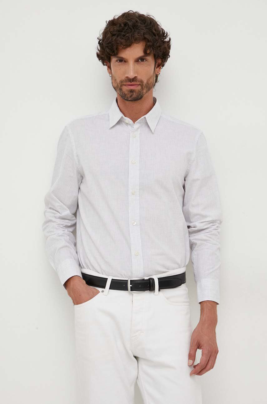 Košile United Colors of Benetton šedá barva, regular, s klasickým límcem - šedá - 100 % Bavlna