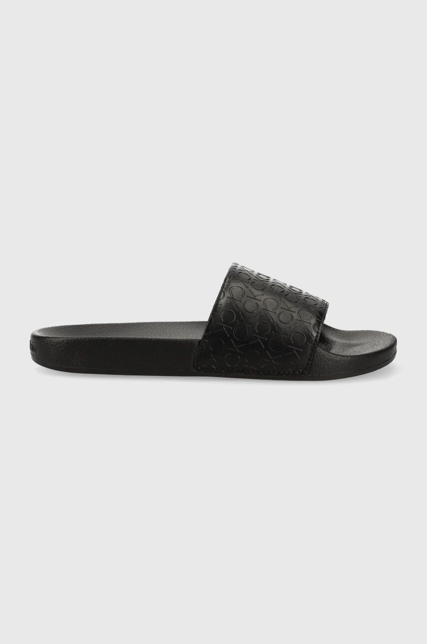 Pantofle Calvin Klein POOL SLIDE - MONO dámské, černá barva, HW0HW01624 - černá - Svršek: Umělá h