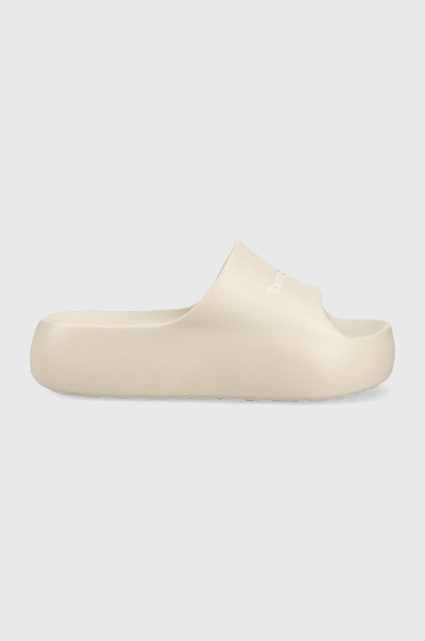 

Шлепанцы Tommy Jeans TJW CHUNKY FLATFORM женские цвет бежевый на платформе EN0EN02438